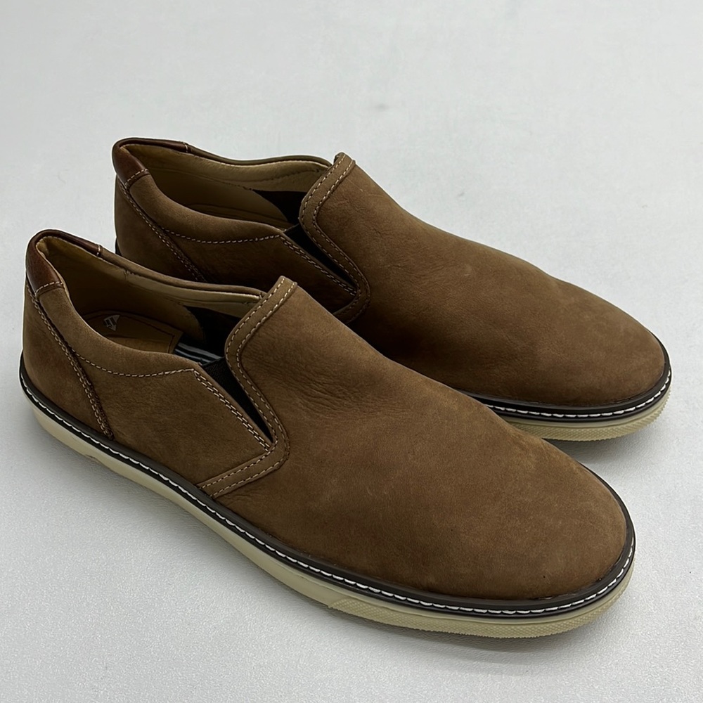 J & M Brown Suede Slip On Casual Loafers Sneaker Soles Men’s size 8.5